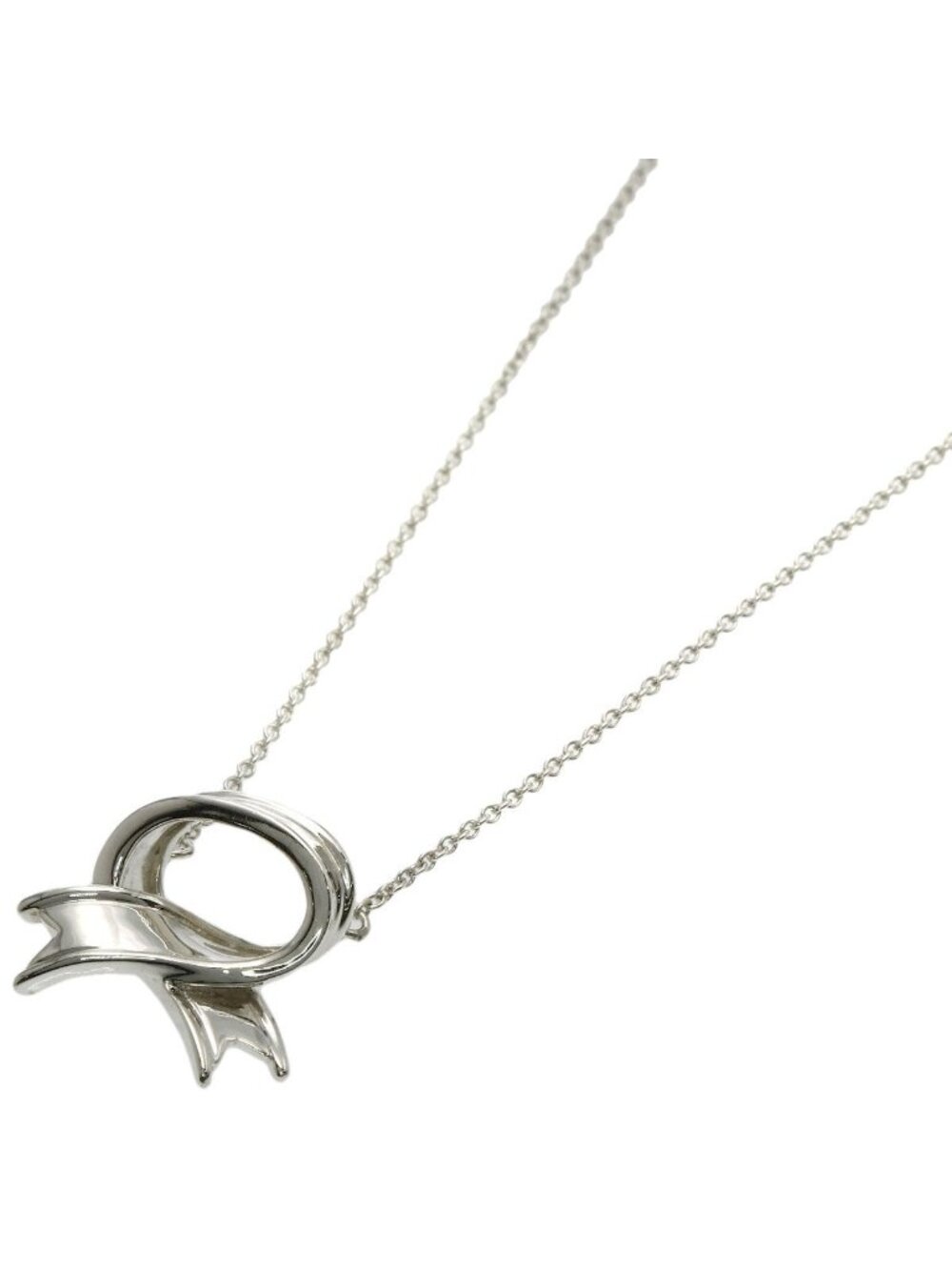 Tiffany & Co Cross Ribbon Necklace Silver